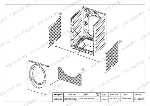 Взрыв-схема стиральной машины Beko WMB 81466 (7125842000) - ISOLATION ASSEMBLY(REV-01)